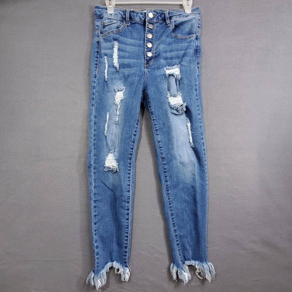Black Label Womens Jeans Size 11 Waist 29 Blue Raw Hem Cotton Spand Mix